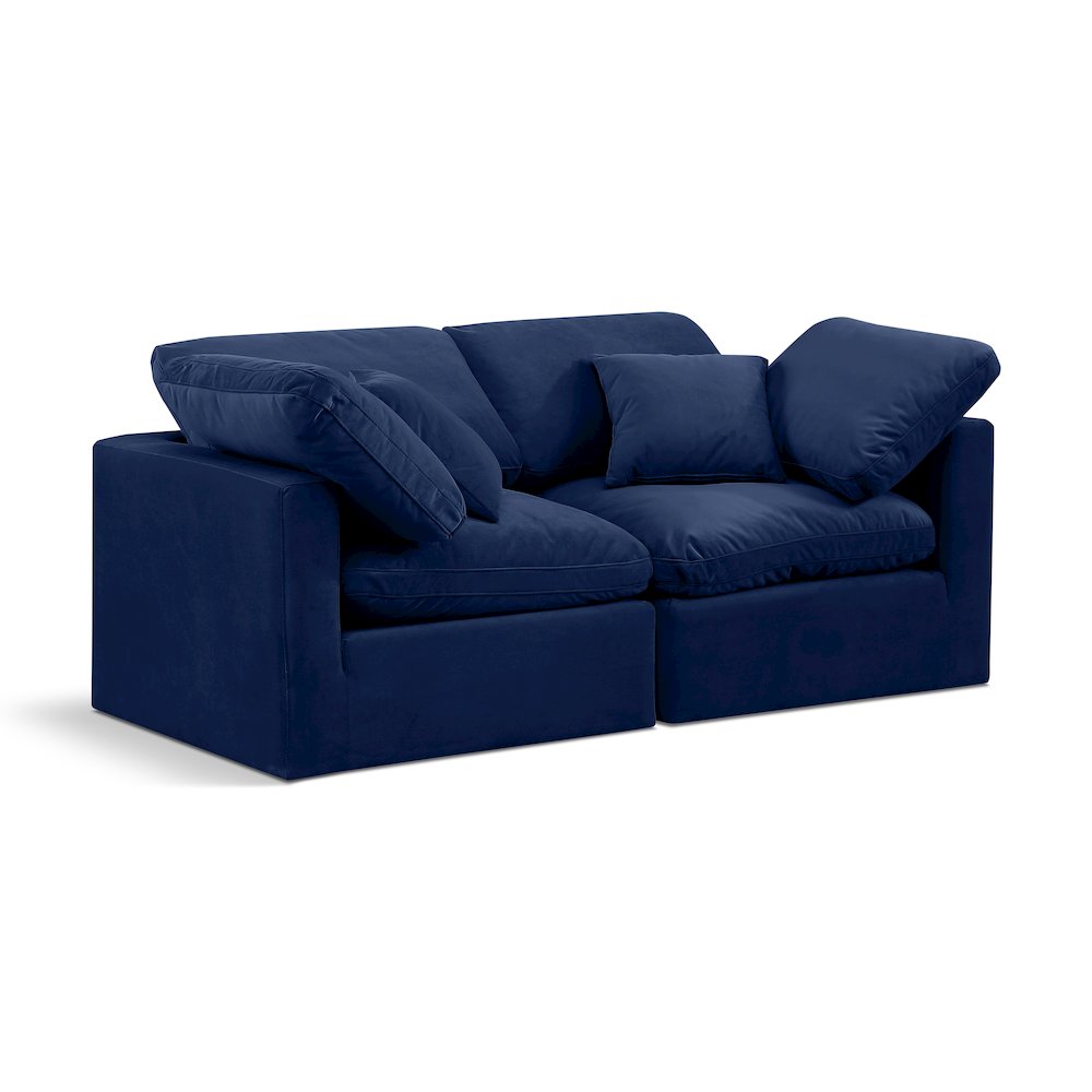 Indulge Navy Velvet Modular Sofa. Picture 1