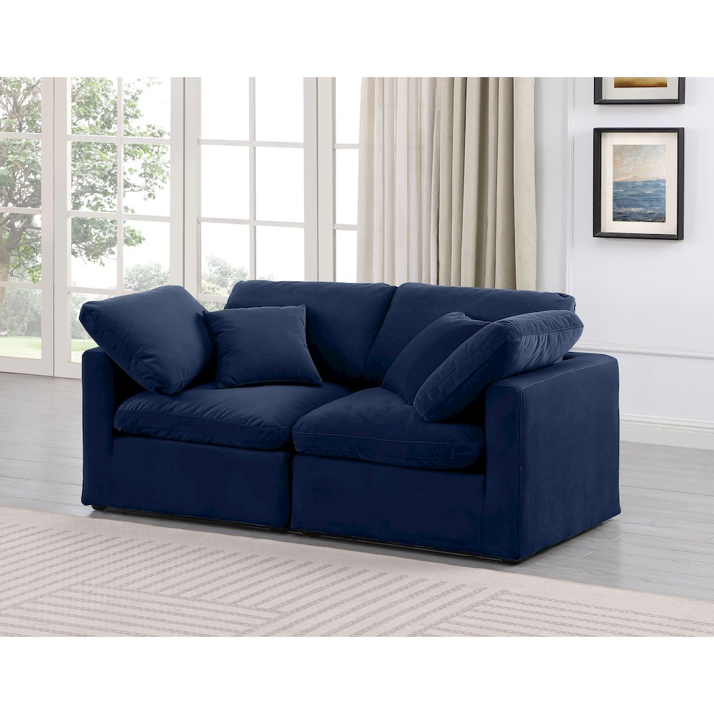 Indulge Navy Velvet Modular Sofa. Picture 2