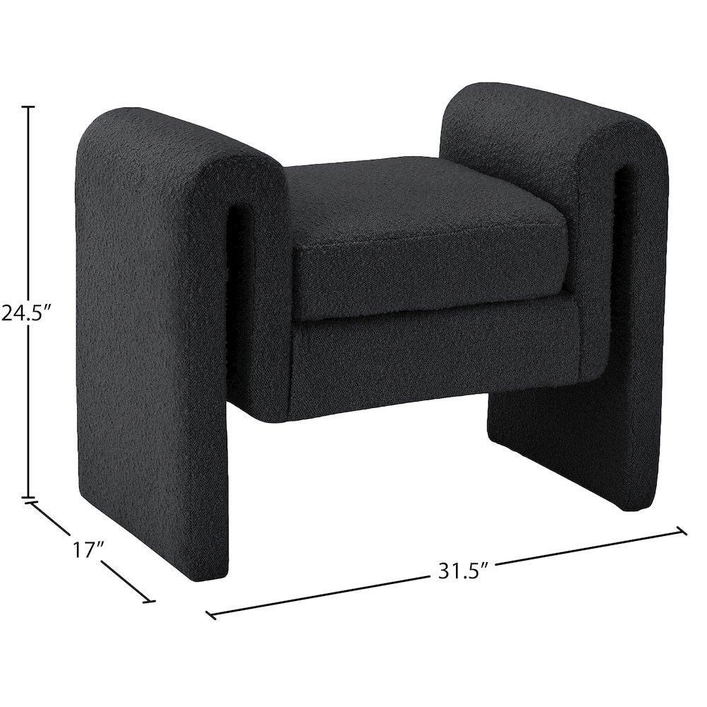 Stylus Black Boucle Fabric Bench. Picture 6