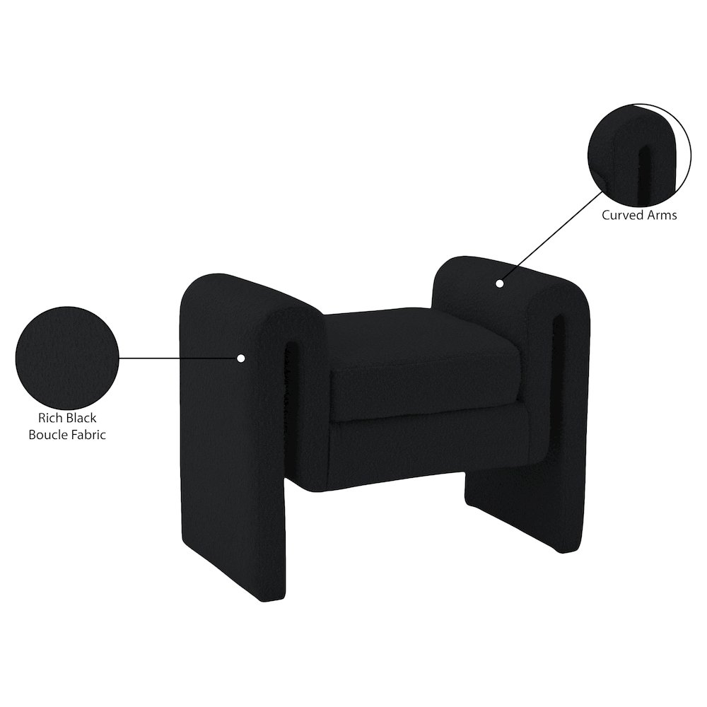 Stylus Black Boucle Fabric Bench. Picture 7