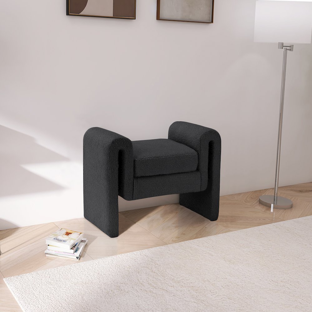 Stylus Black Boucle Fabric Bench. Picture 2