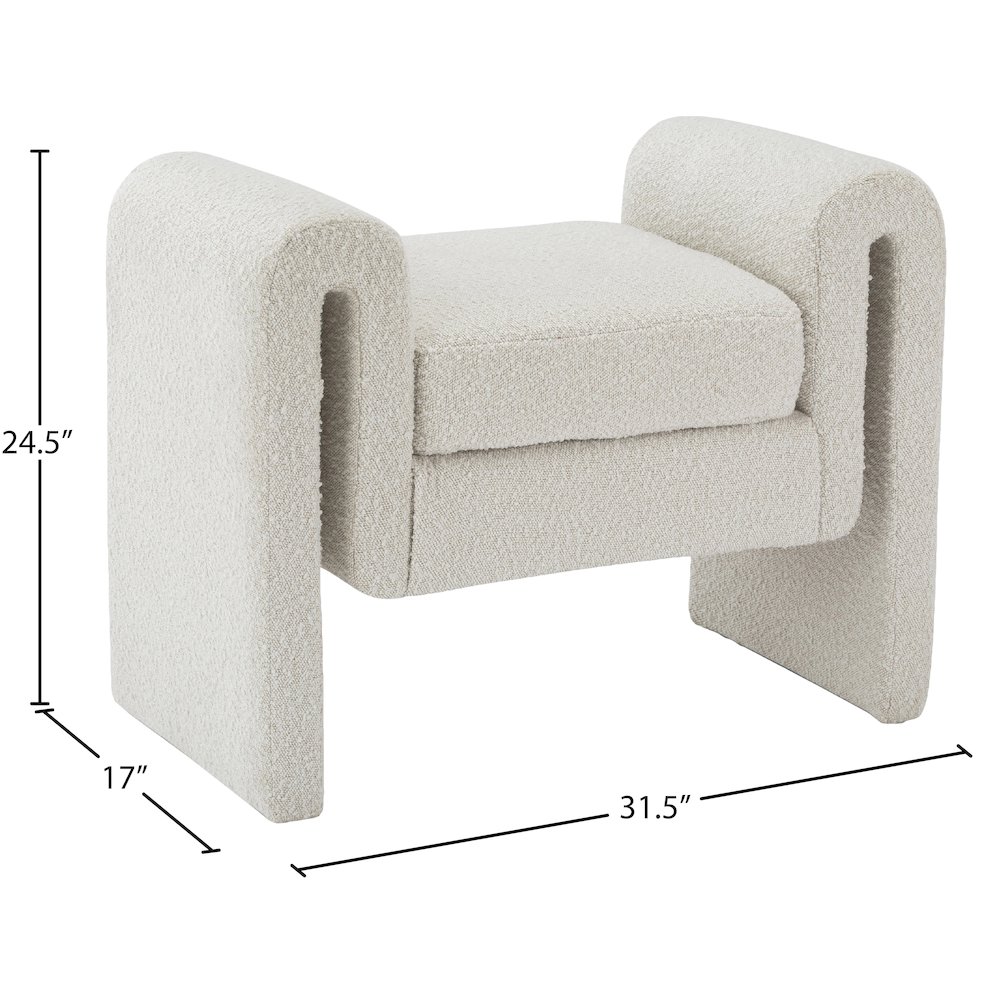 Stylus Cream Boucle Fabric Bench. Picture 6