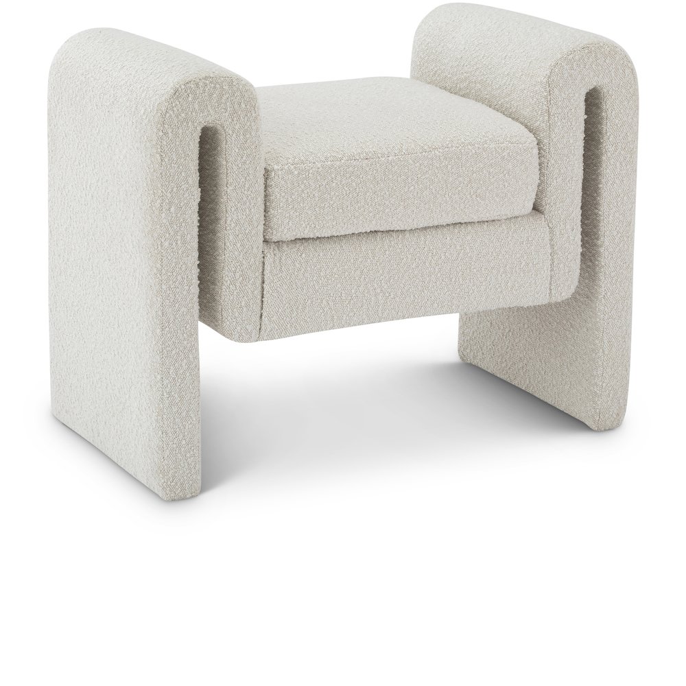 Stylus Cream Boucle Fabric Bench. Picture 1