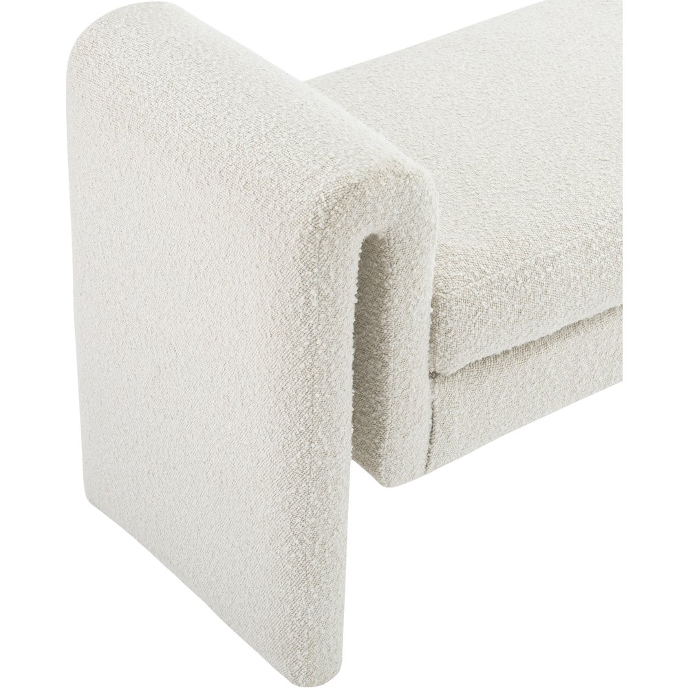 Stylus Cream Boucle Fabric Bench. Picture 5