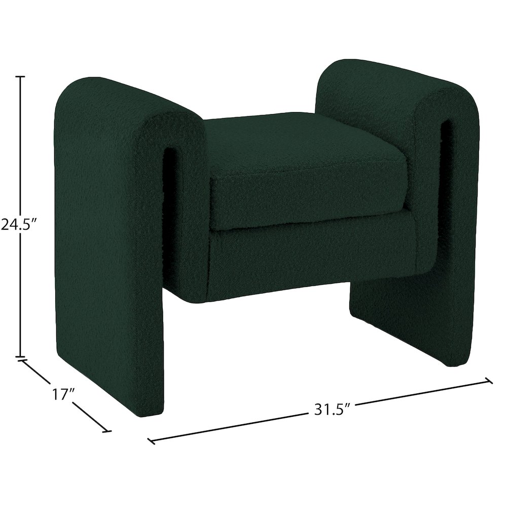 Stylus Green Boucle Fabric Bench. Picture 6