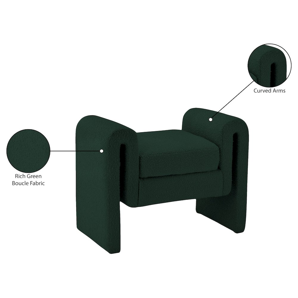 Stylus Green Boucle Fabric Bench. Picture 7