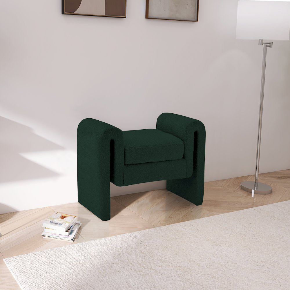 Stylus Green Boucle Fabric Bench. Picture 2