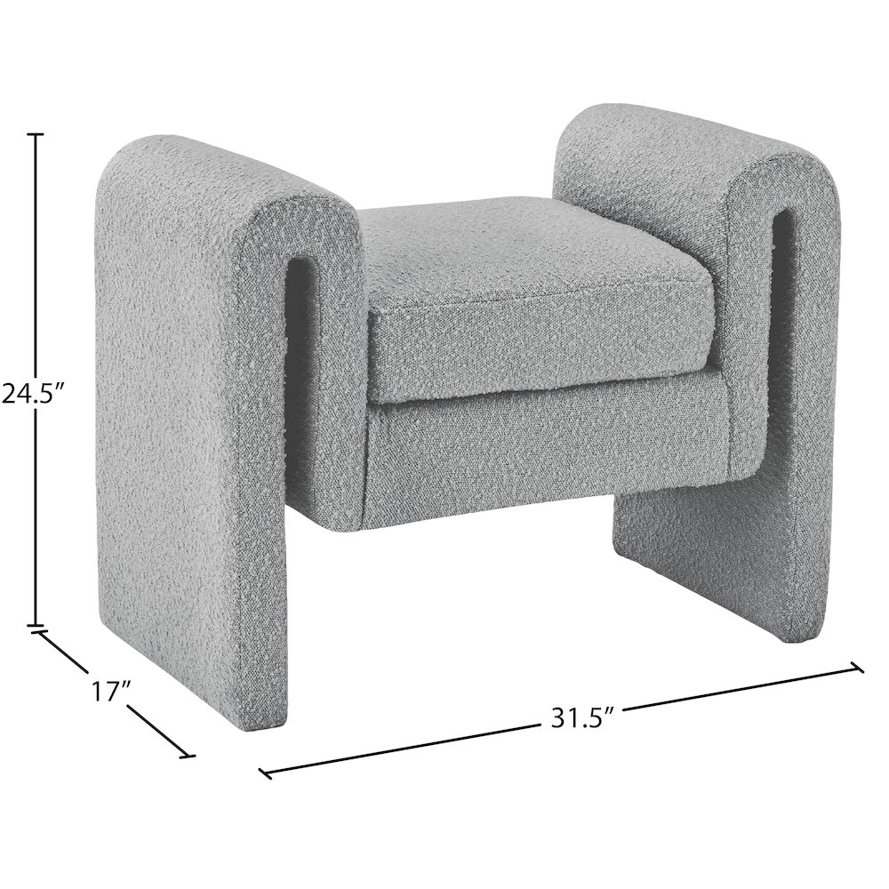 Stylus Grey Boucle Fabric Bench. Picture 6