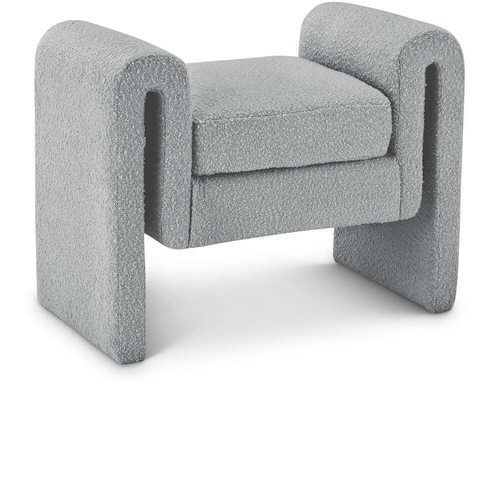 Stylus Grey Boucle Fabric Bench. Picture 1