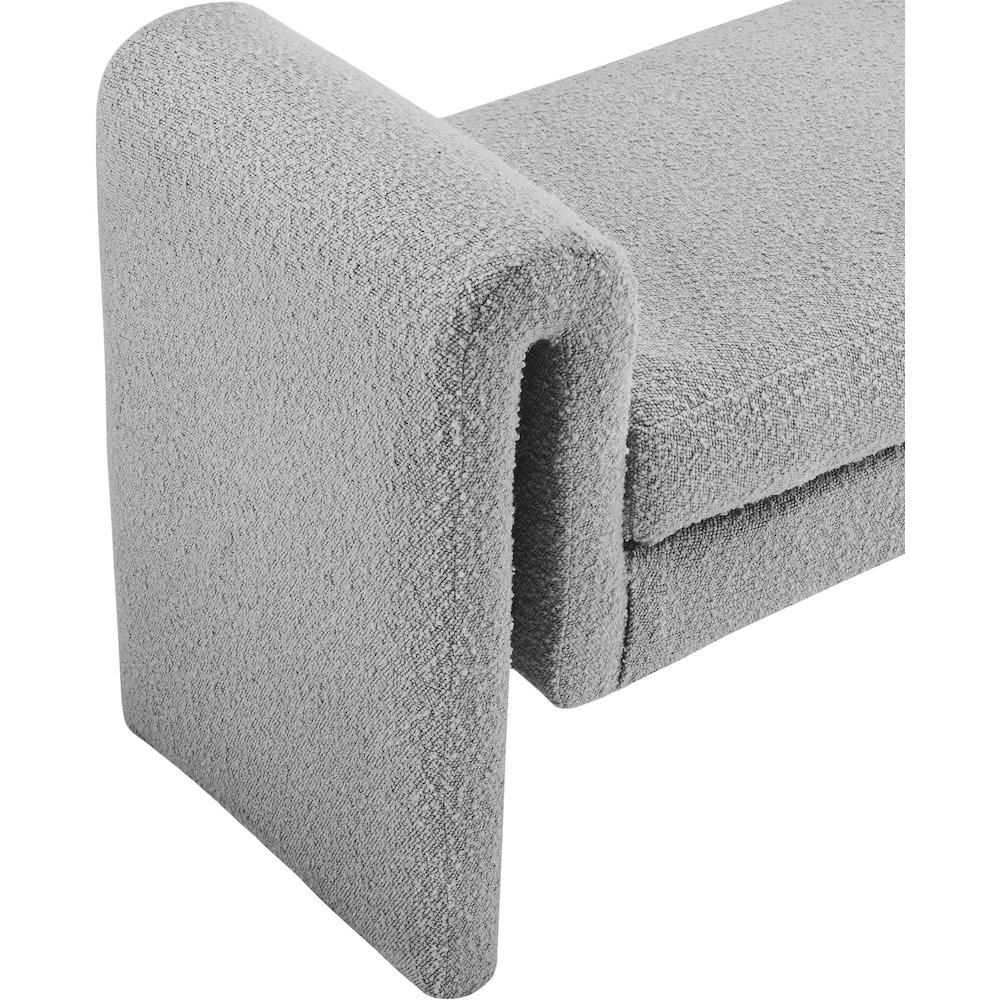 Stylus Grey Boucle Fabric Bench. Picture 5
