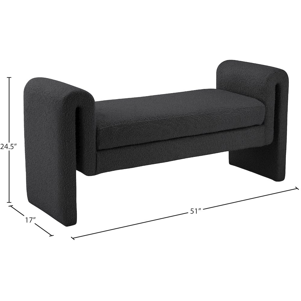 Stylus Black Boucle Fabric Bench. Picture 6