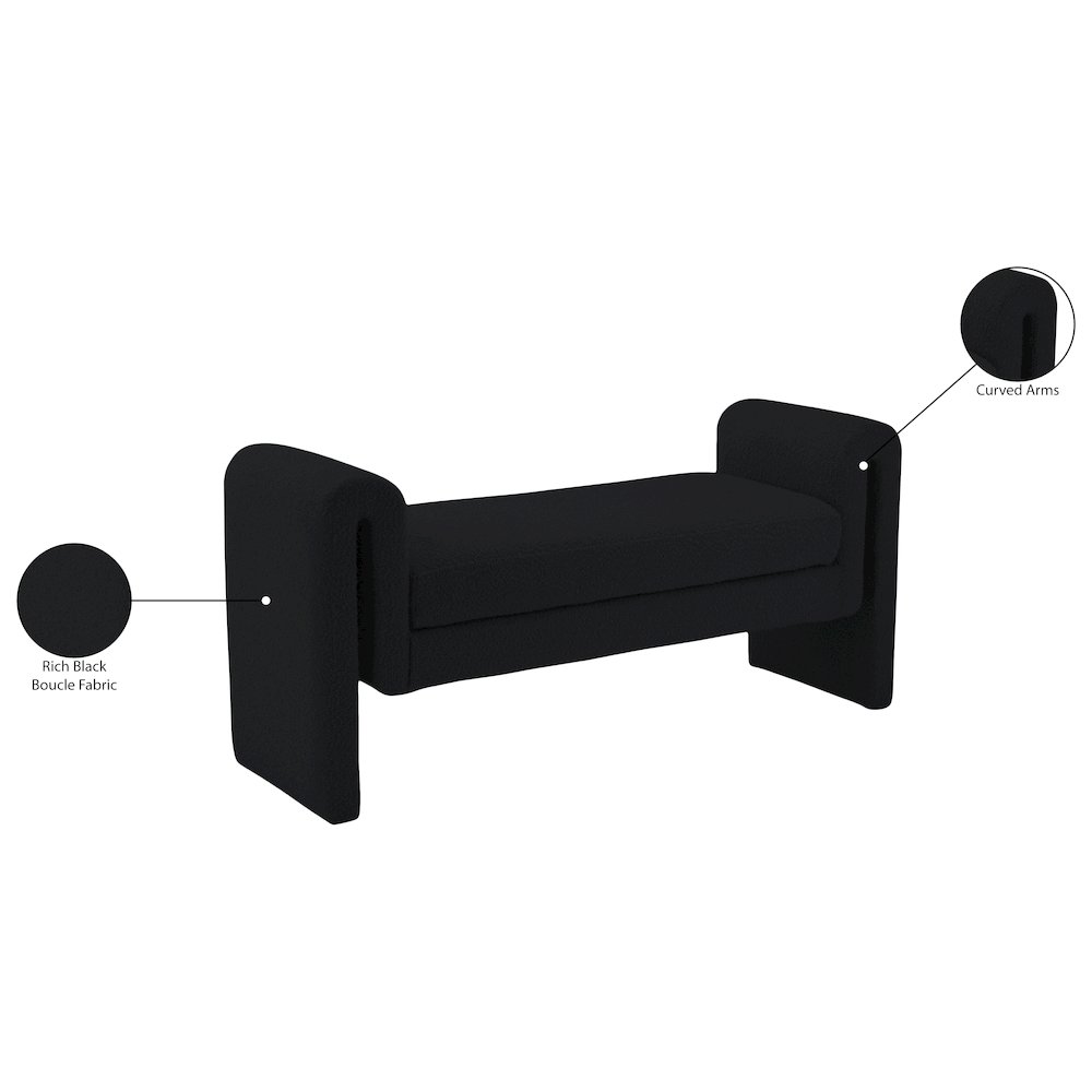 Stylus Black Boucle Fabric Bench. Picture 7