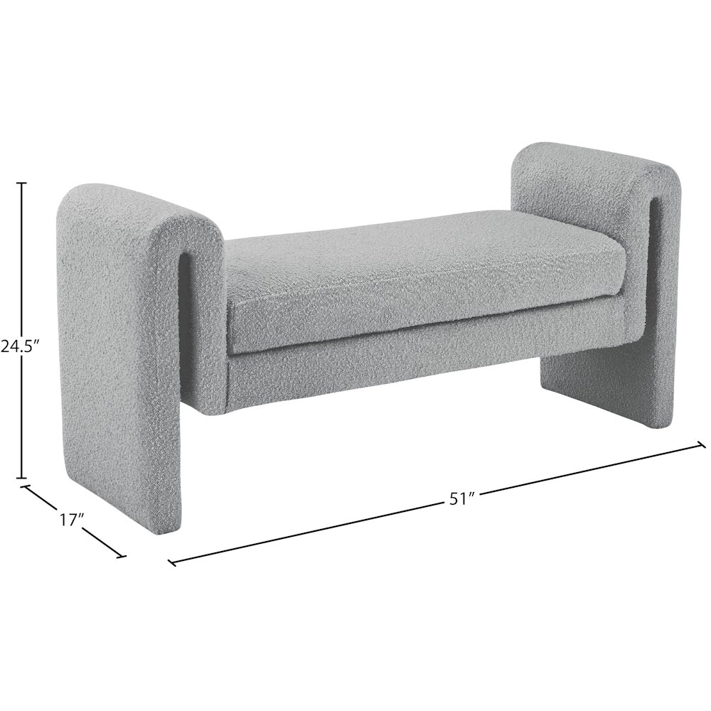 Stylus Grey Boucle Fabric Bench. Picture 6