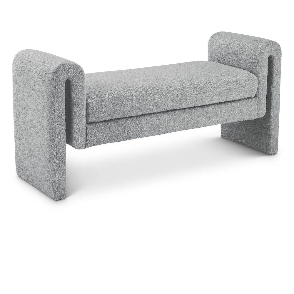 Stylus Grey Boucle Fabric Bench. Picture 1