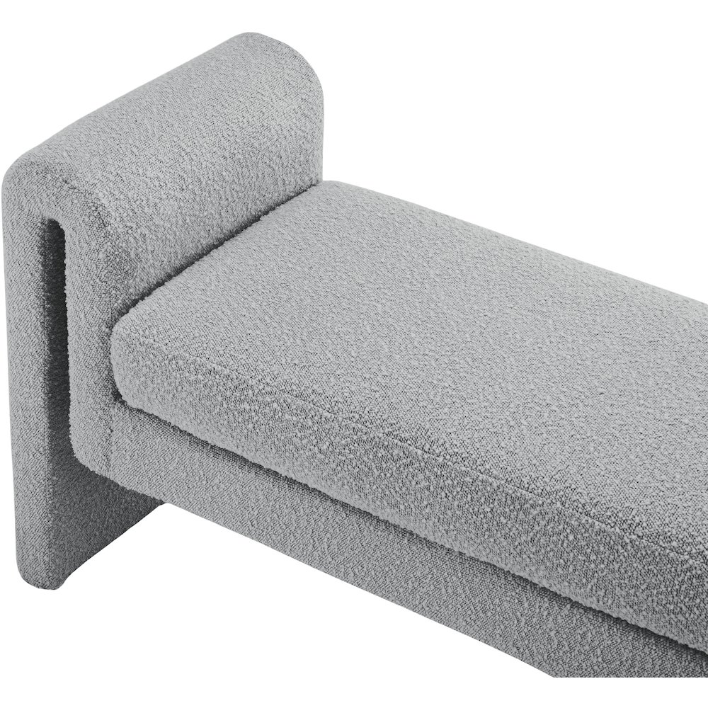 Stylus Grey Boucle Fabric Bench. Picture 5
