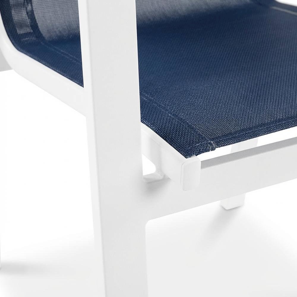 Navy Mesh Fabric Outdoor Armchair Set Of 2 With Contemporary Style. Picture 6