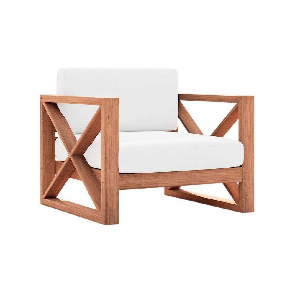 White Fabric Outdoor Chair With Pillow, Finish, Contemporary Style. Picture 1