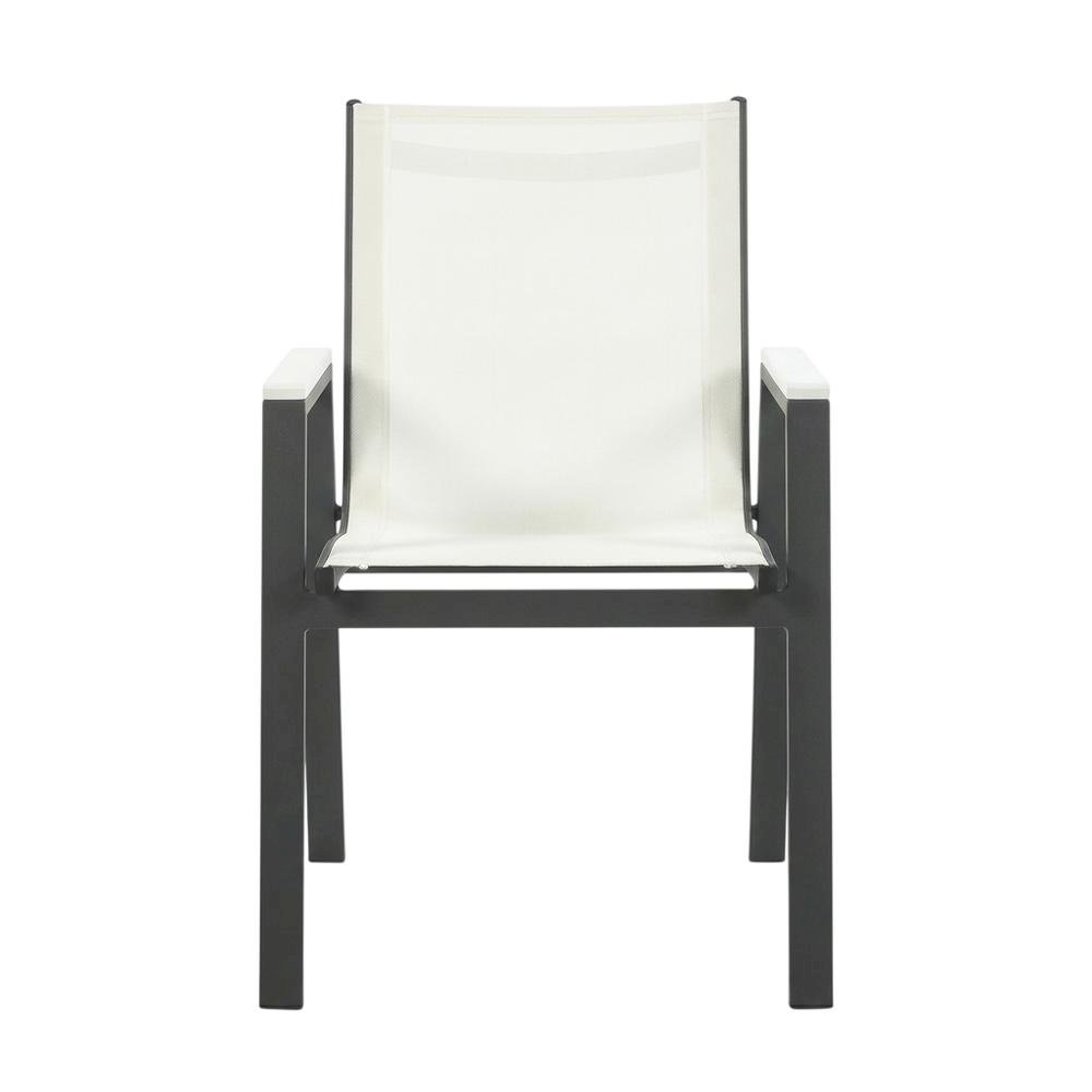 Outdoor Patio Dining Armchairs Set Of 2 In White Mesh Fabric, Contemporary Style. Picture 4