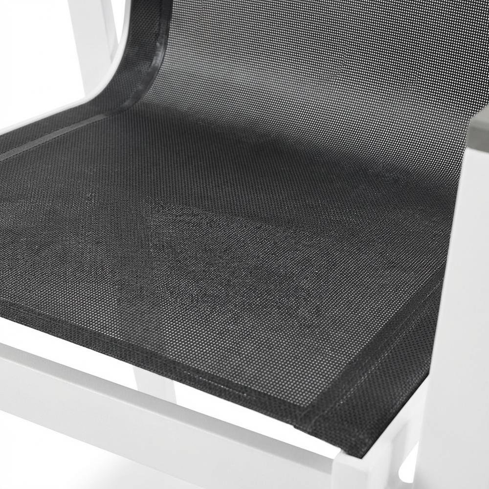 White Fabric Outdoor Patio Dining Arm Chair Set Of 2 With Contemporary Style. Picture 5