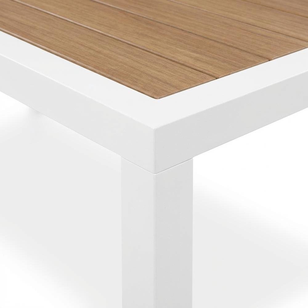 Brown Wood Look Accent Outdoor Patio Aluminum Coffee Table, Contemporary. Picture 6