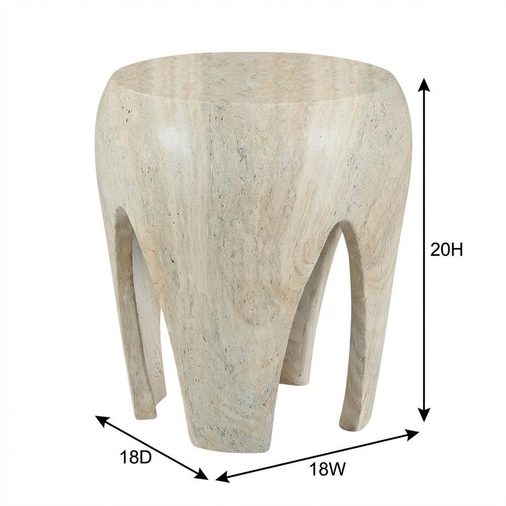 Concrete And Fiberglass Indoor/Outdoor Round End Table With Art Deco Style. Picture 7