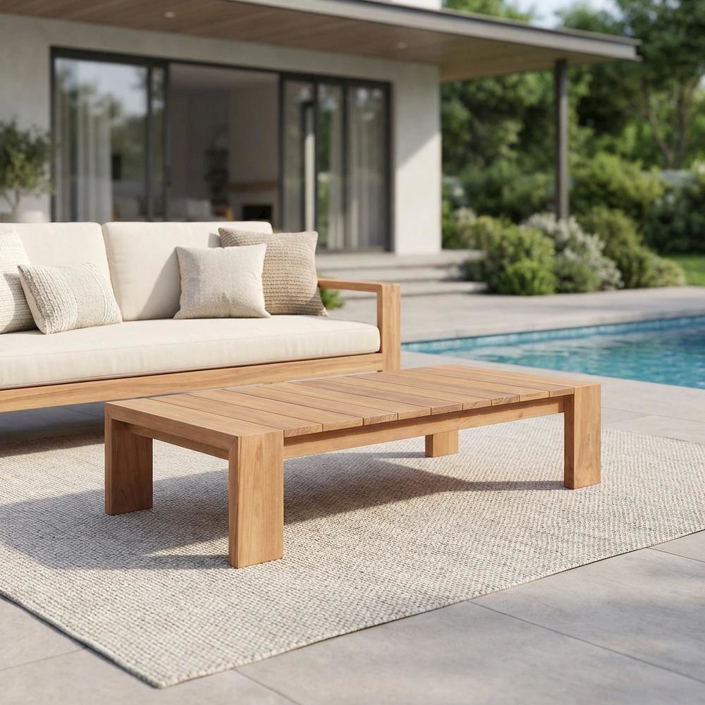 Teak Outdoor Coffee Table With Contemporary Style And Durable Finish. Picture 3