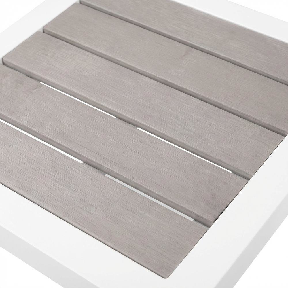 Gray Wood Look Outdoor Patio End Table With Aluminum Frame. Picture 5