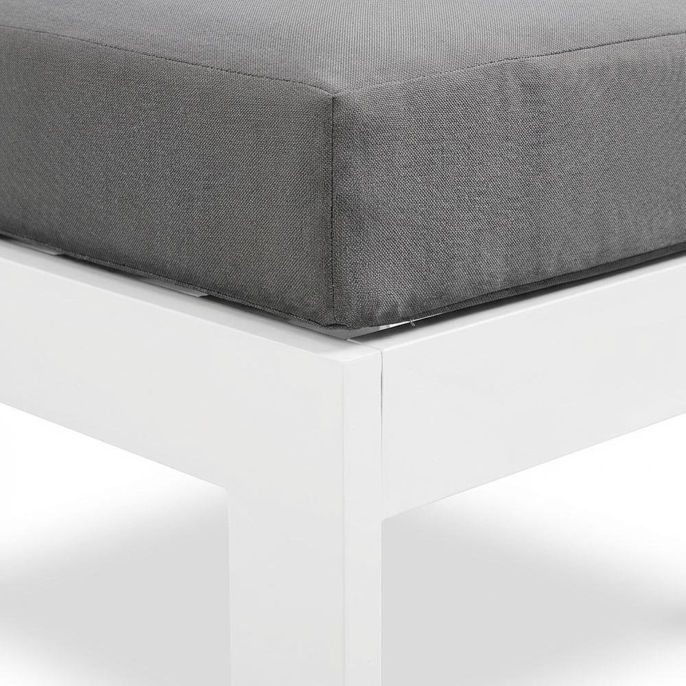 Gray Outdoor Patio Armless Aluminum Chair With Cushioned Seat. Picture 6