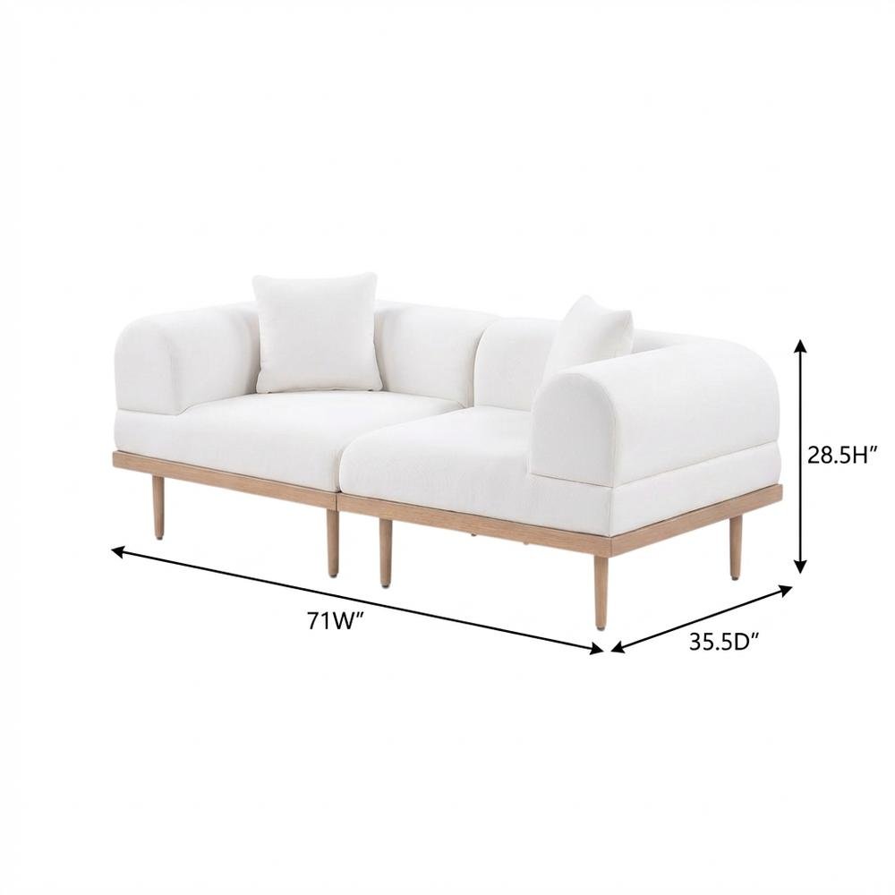 Cream Fabric Outdoor Modular Loveseat With Cushions And Contemporary Style. Picture 7