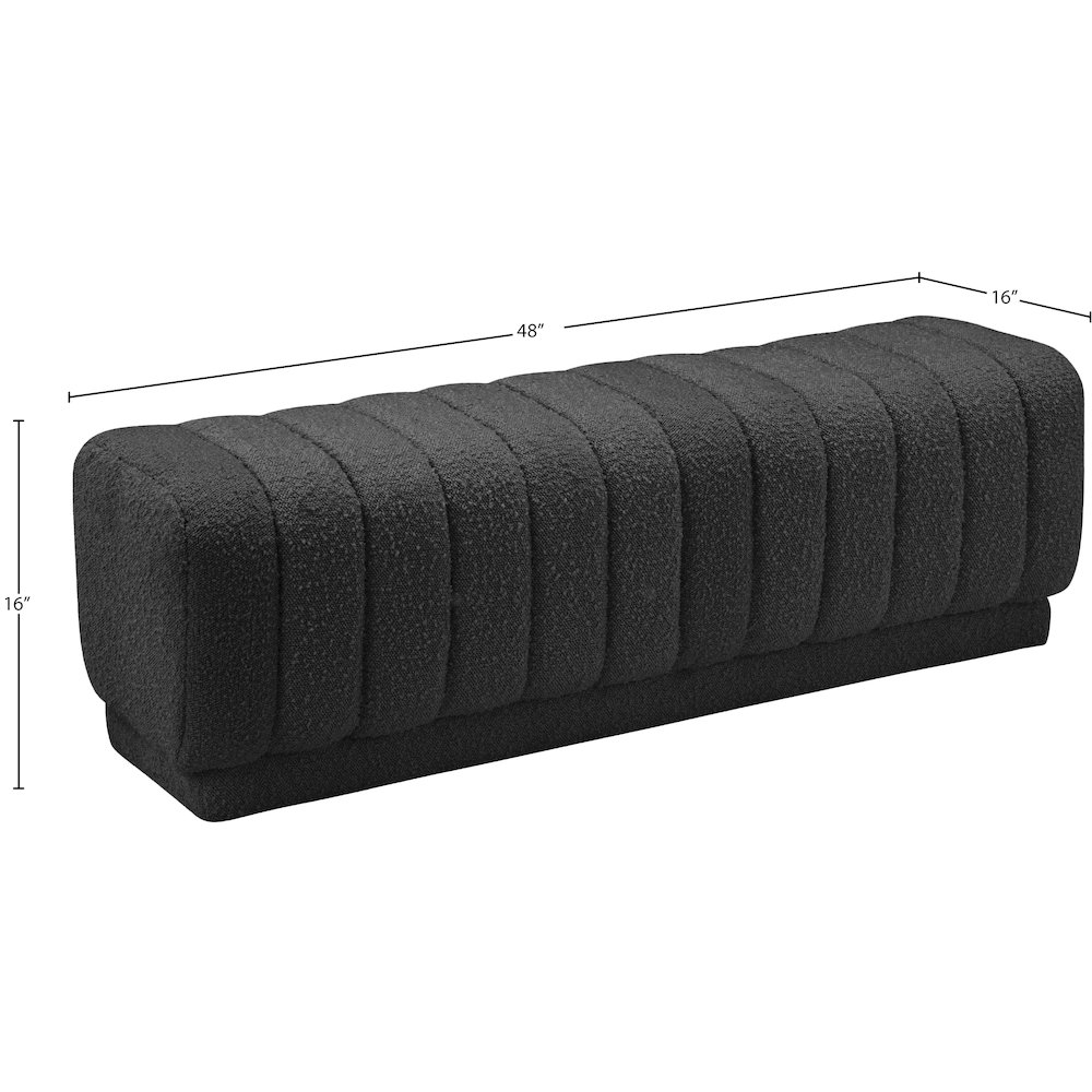 Heathrow Black Boucle Fabric Ottoman/Bench. Picture 6