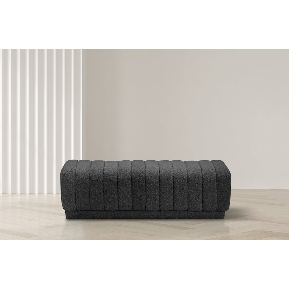 Heathrow Black Boucle Fabric Ottoman/Bench. Picture 2