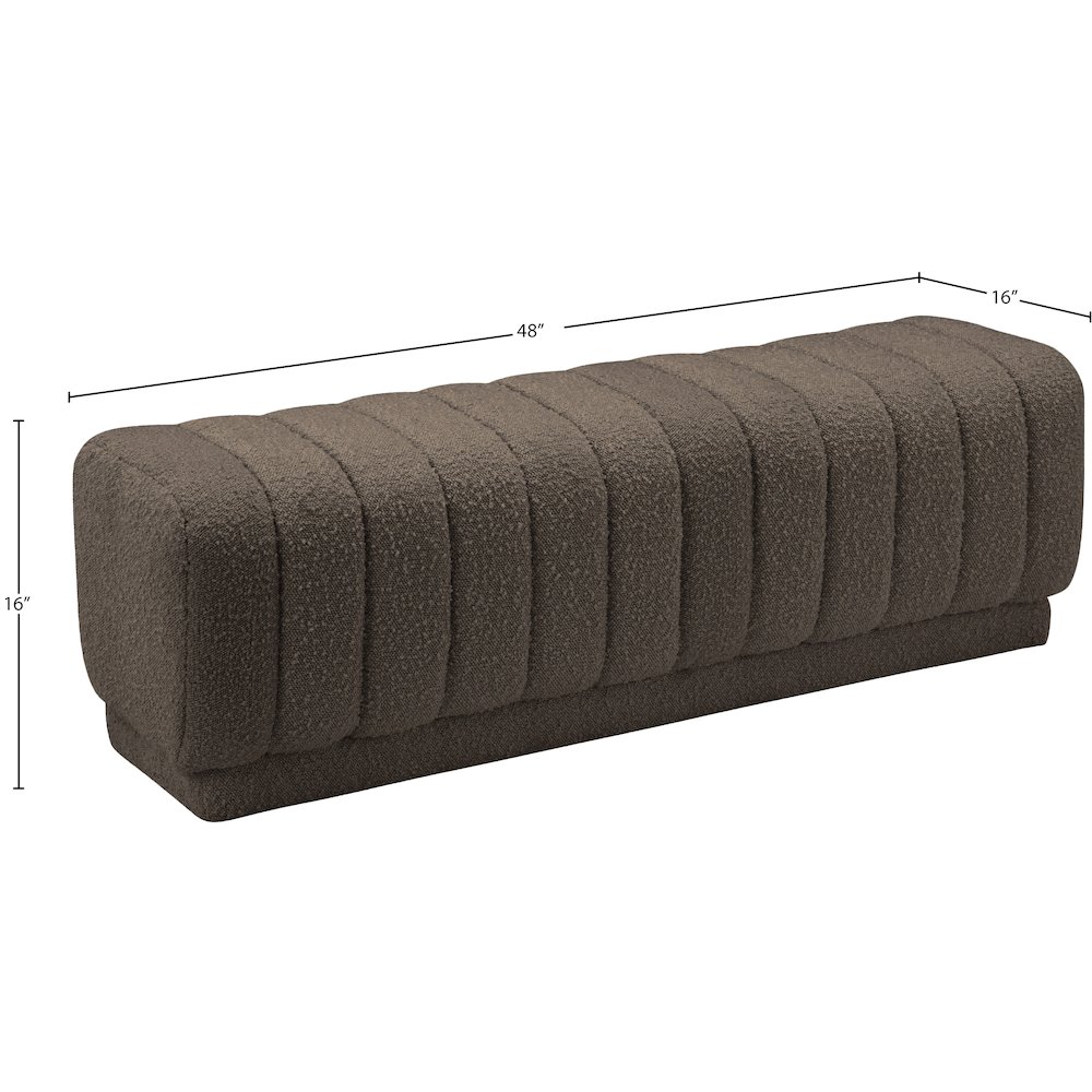 Heathrow Brown Boucle Fabric Ottoman/Bench. Picture 6