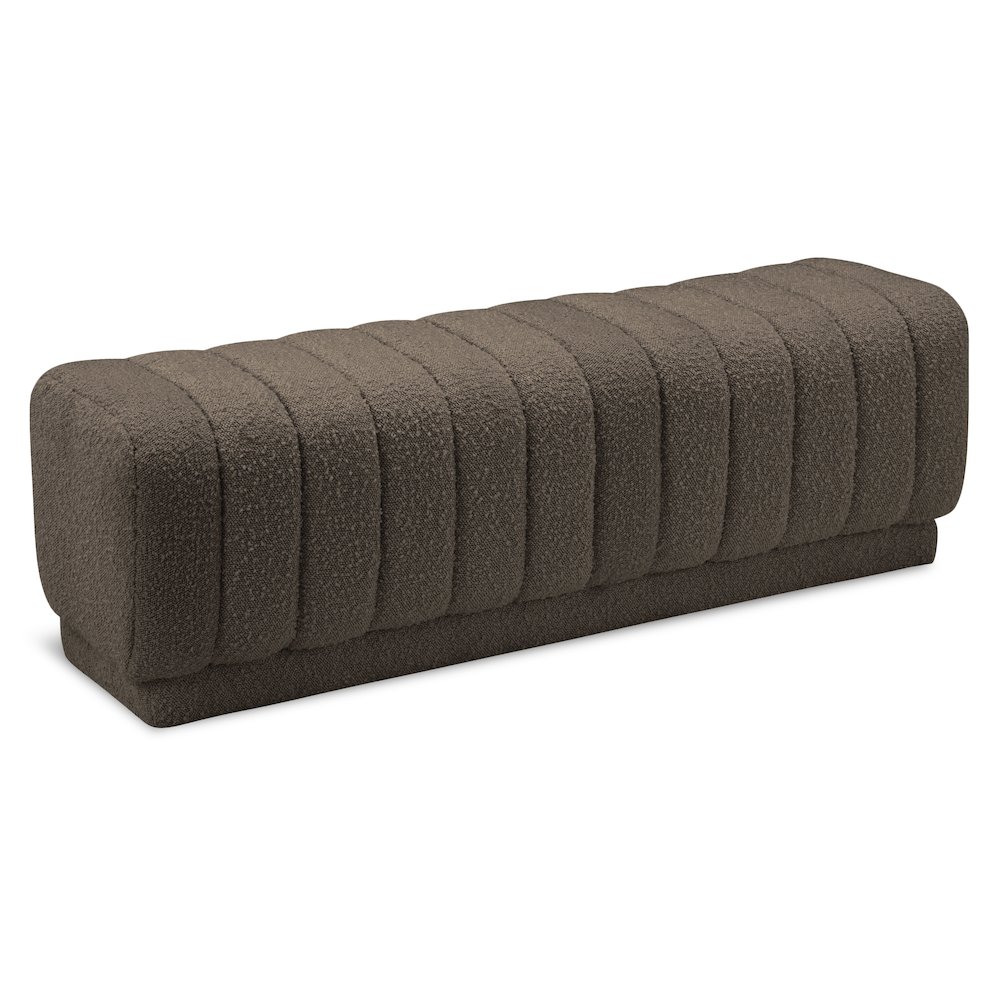 Heathrow Brown Boucle Fabric Ottoman/Bench. Picture 1