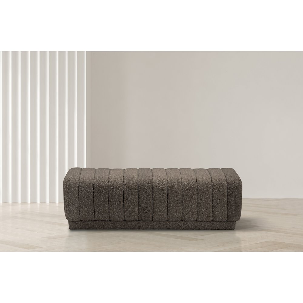 Heathrow Brown Boucle Fabric Ottoman/Bench. Picture 2