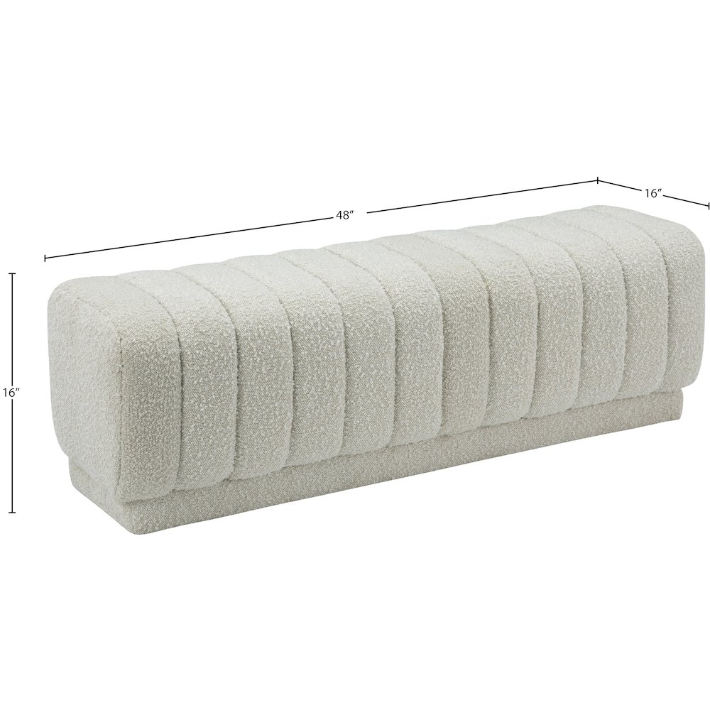 Heathrow Cream Boucle Fabric Ottoman/Bench. Picture 6