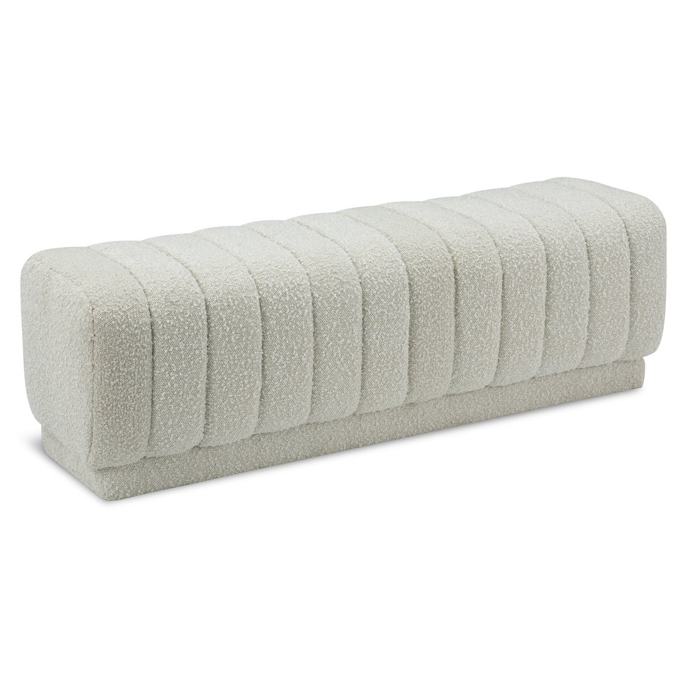 Heathrow Cream Boucle Fabric Ottoman/Bench. Picture 1