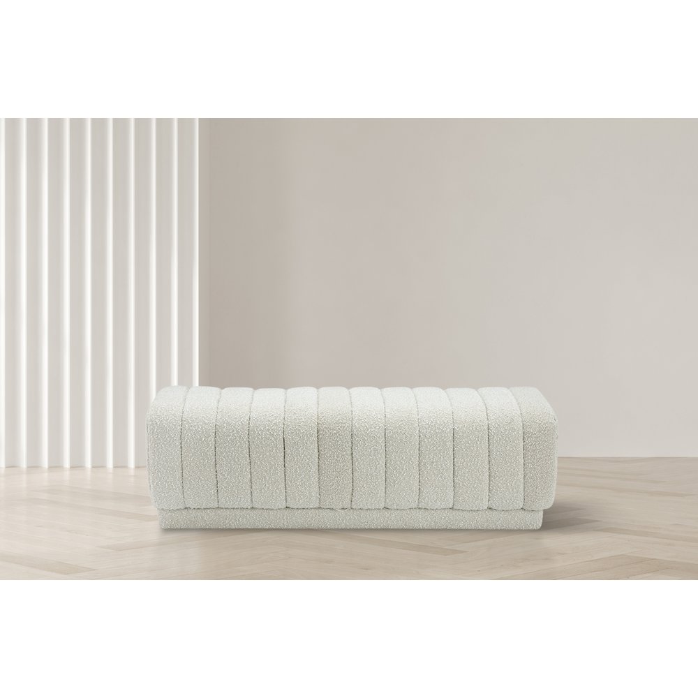 Heathrow Cream Boucle Fabric Ottoman/Bench. Picture 2