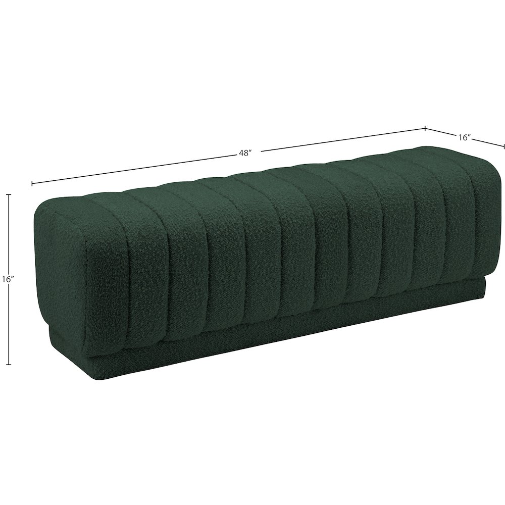 Heathrow Green Boucle Fabric Ottoman/Bench. Picture 6