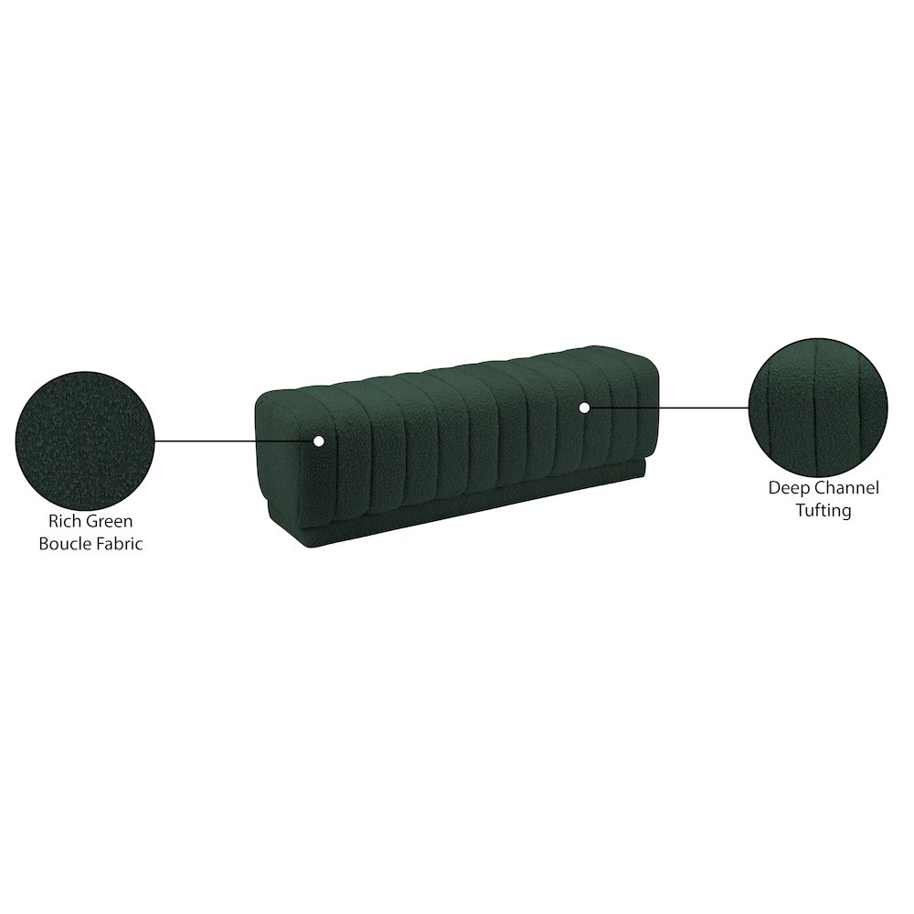 Heathrow Green Boucle Fabric Ottoman/Bench. Picture 7