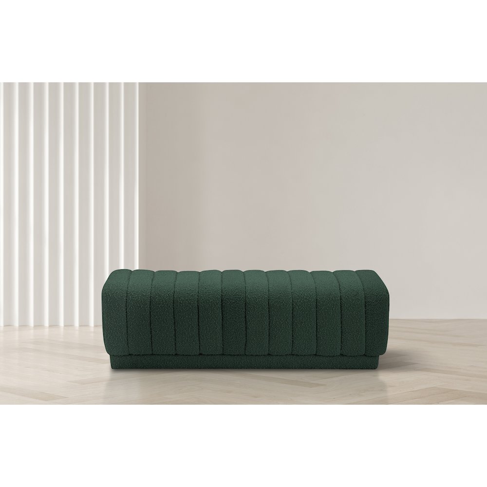 Heathrow Green Boucle Fabric Ottoman/Bench. Picture 2