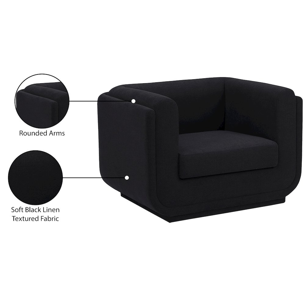 Kimora Black Linen Textured Fabric Chair. Picture 11