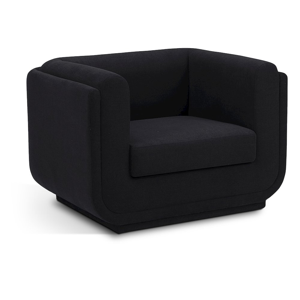 Kimora Black Linen Textured Fabric Chair. Picture 1