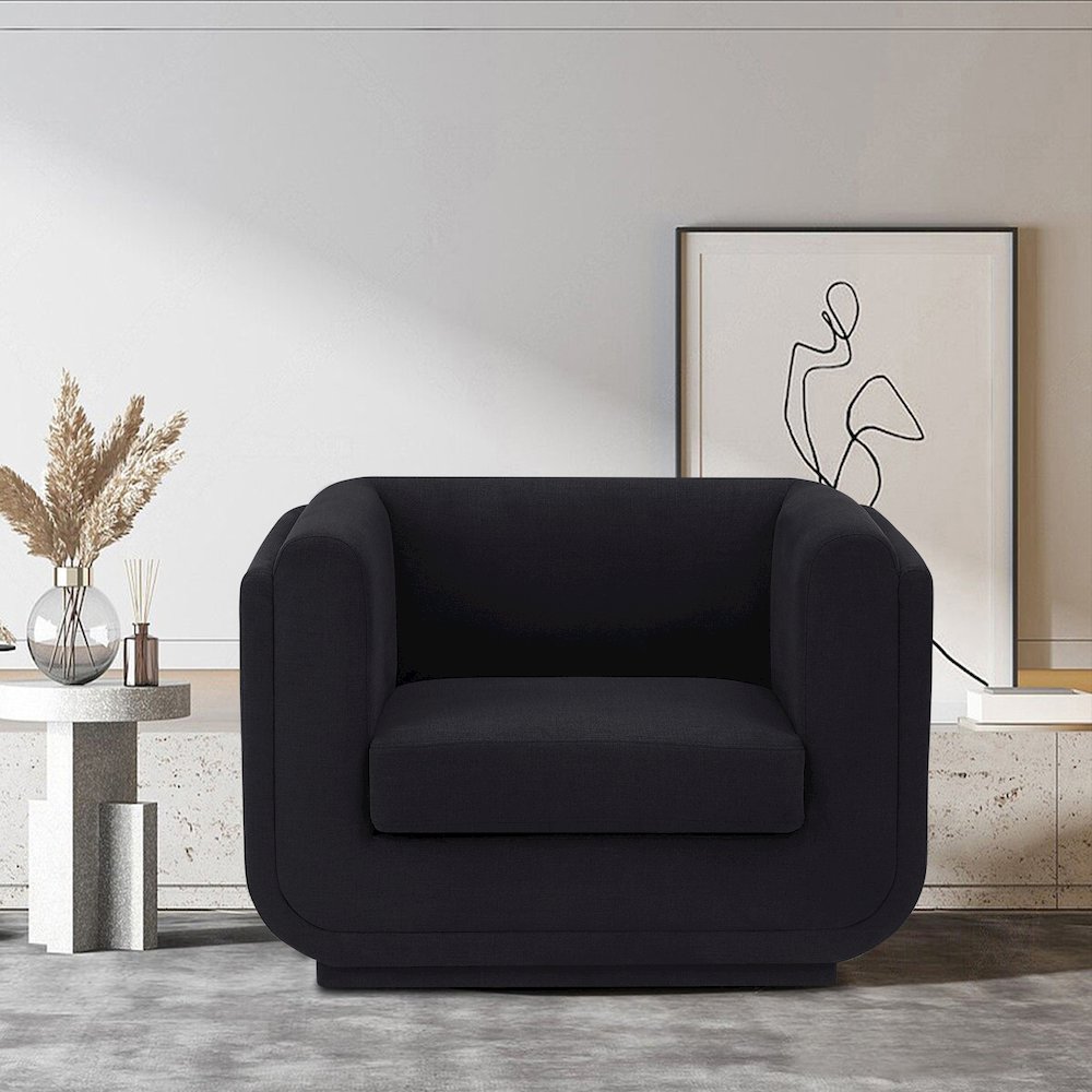 Kimora Black Linen Textured Fabric Chair. Picture 2