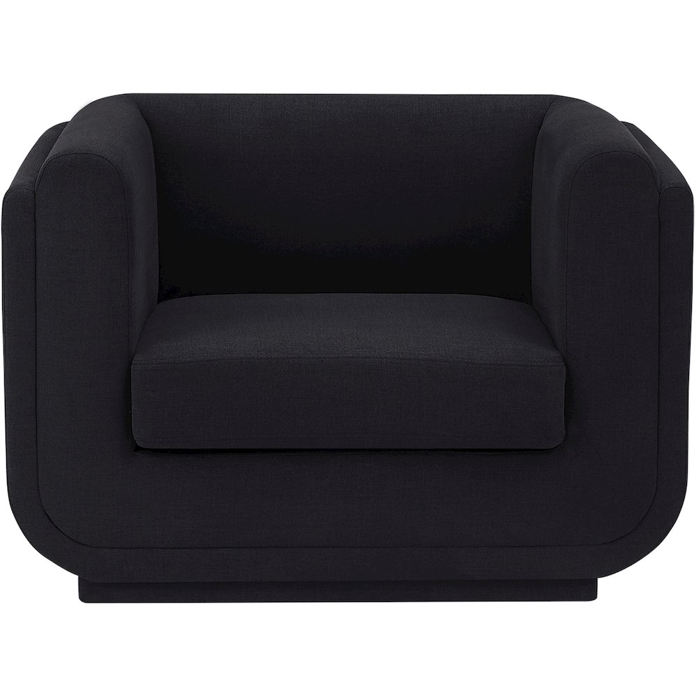 Kimora Black Linen Textured Fabric Chair. Picture 4