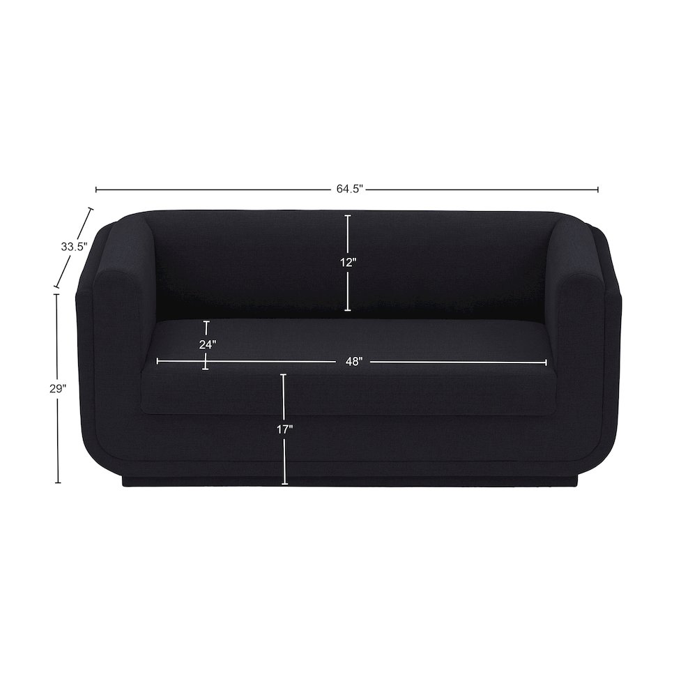 Kimora Black Linen Textured Fabric Loveseat. Picture 12