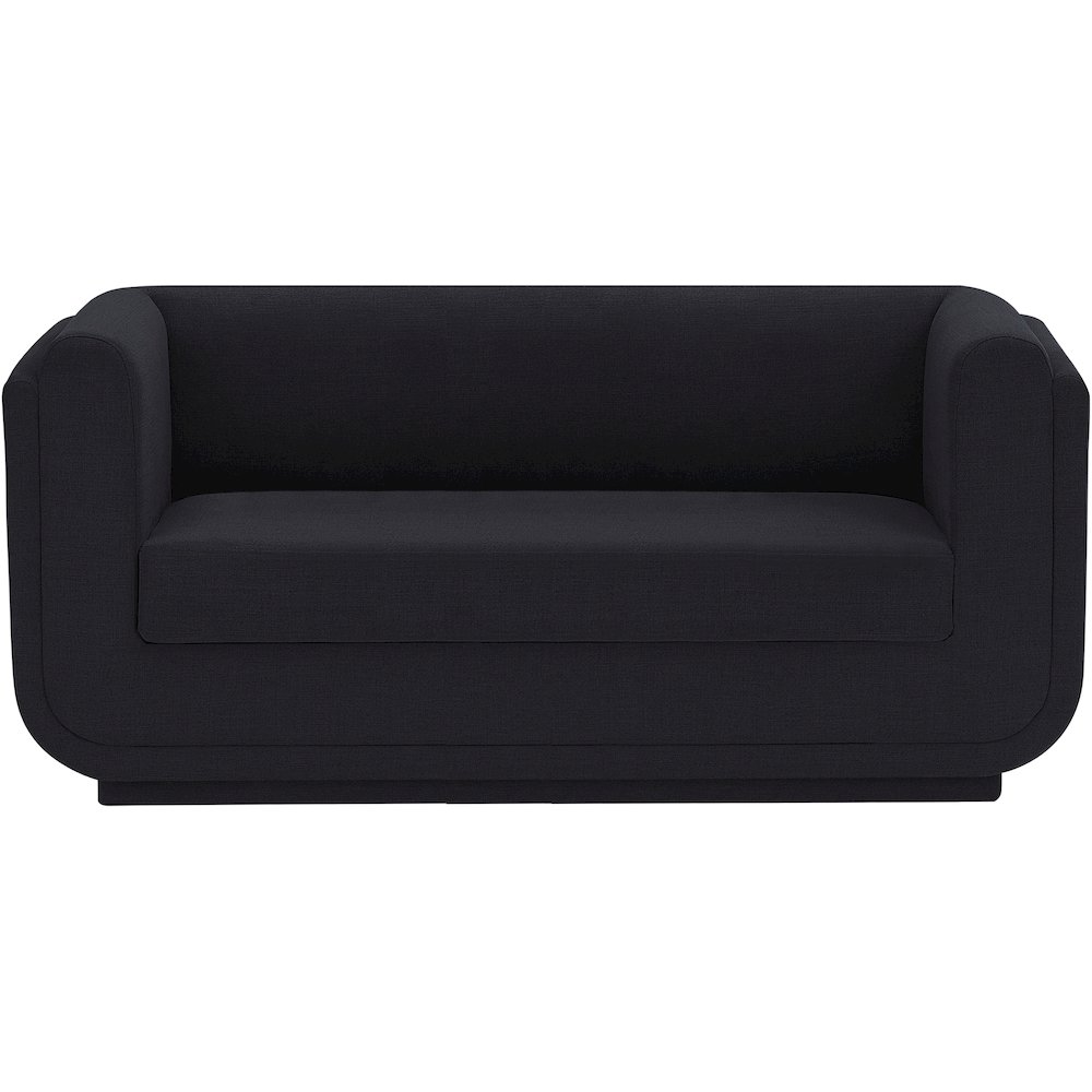 Kimora Black Linen Textured Fabric Loveseat. Picture 4