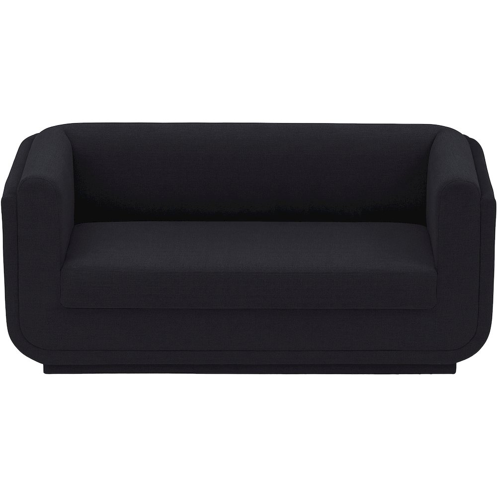 Kimora Black Linen Textured Fabric Loveseat. Picture 5