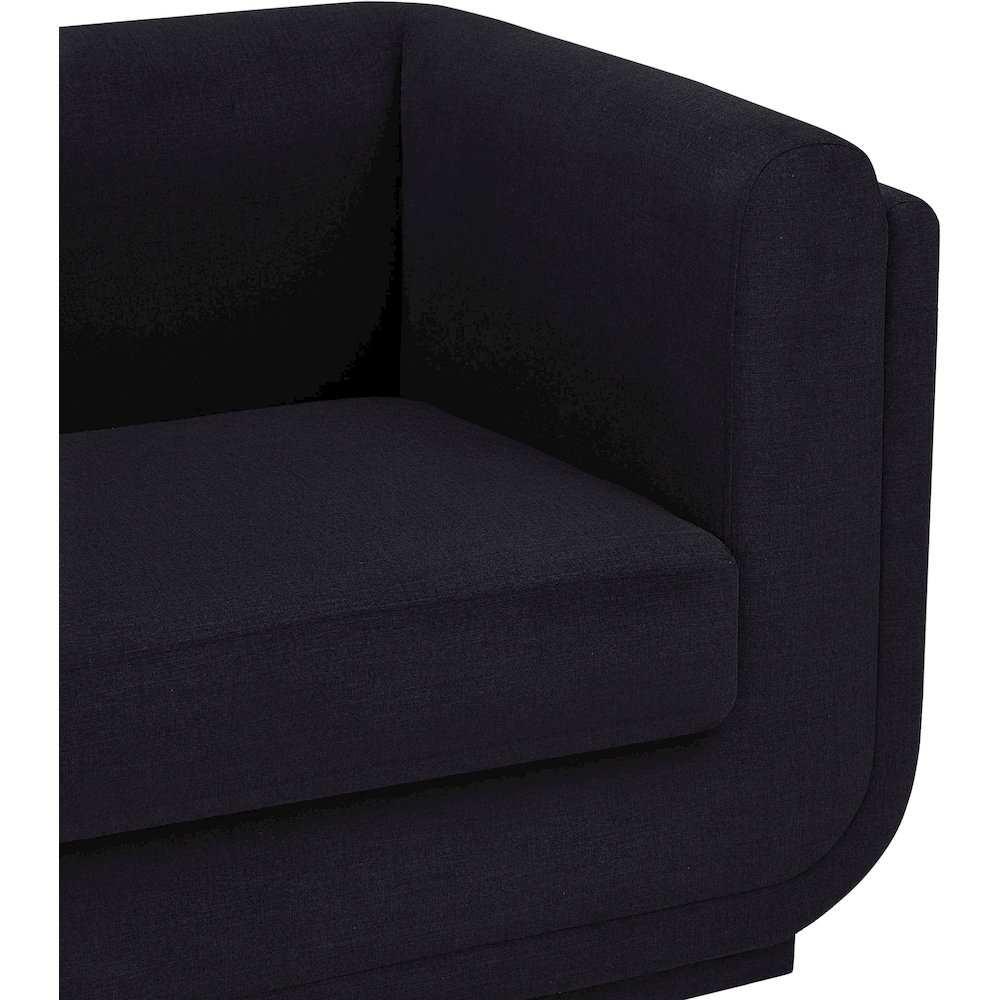 Kimora Black Linen Textured Fabric Loveseat. Picture 8