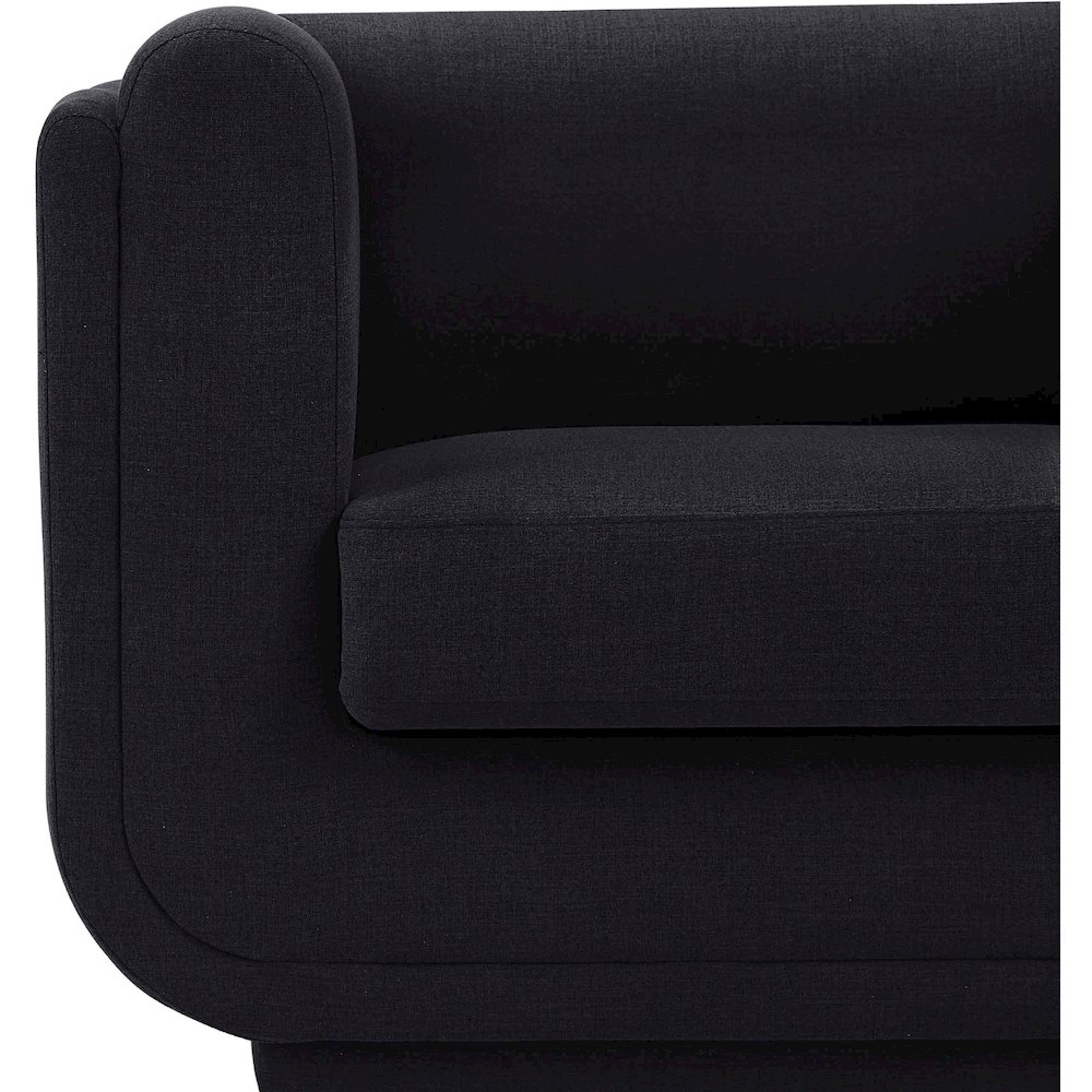 Kimora Black Linen Textured Fabric Loveseat. Picture 9