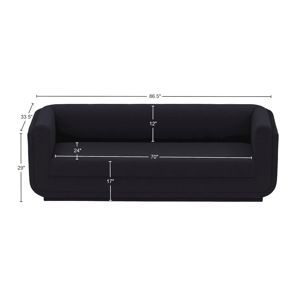 Kimora Black Linen Textured Fabric Sofa. Picture 12